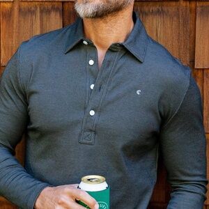 Criquet Long Sleeve Range Polo | Black Jacquard | Size M NWT